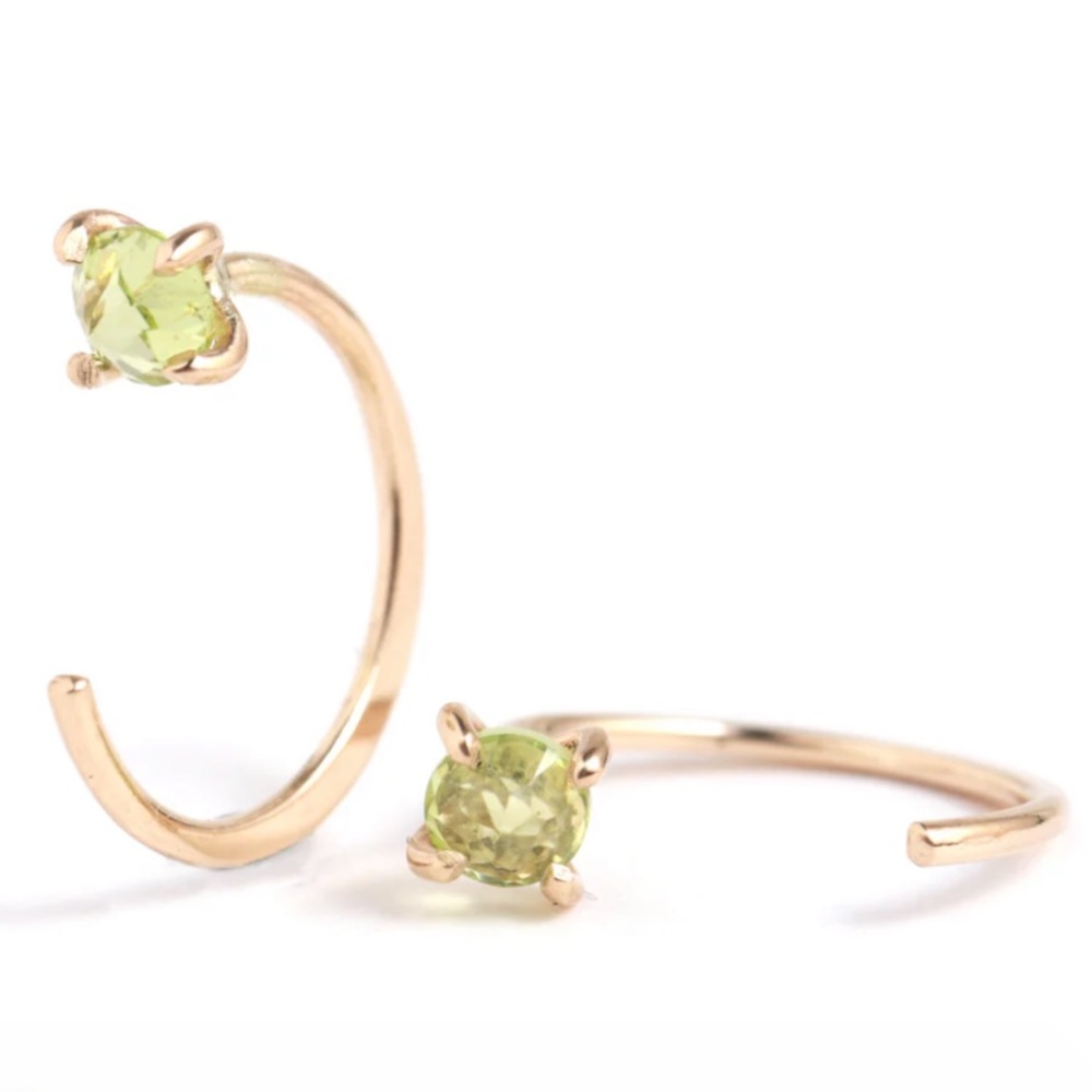 14k Gold Prong-Set Gemstone Hug Earrings in Peridot